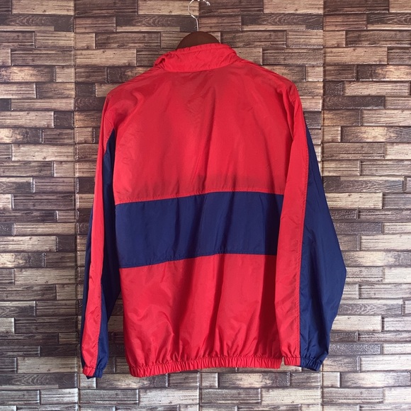 Vintage Spalding Jacket Mens Medium Red Blue Full Zip Pockets Track Windbreaker - Picture 2 of 9